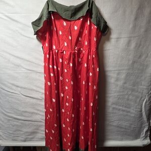 Red and Green Midi Dress